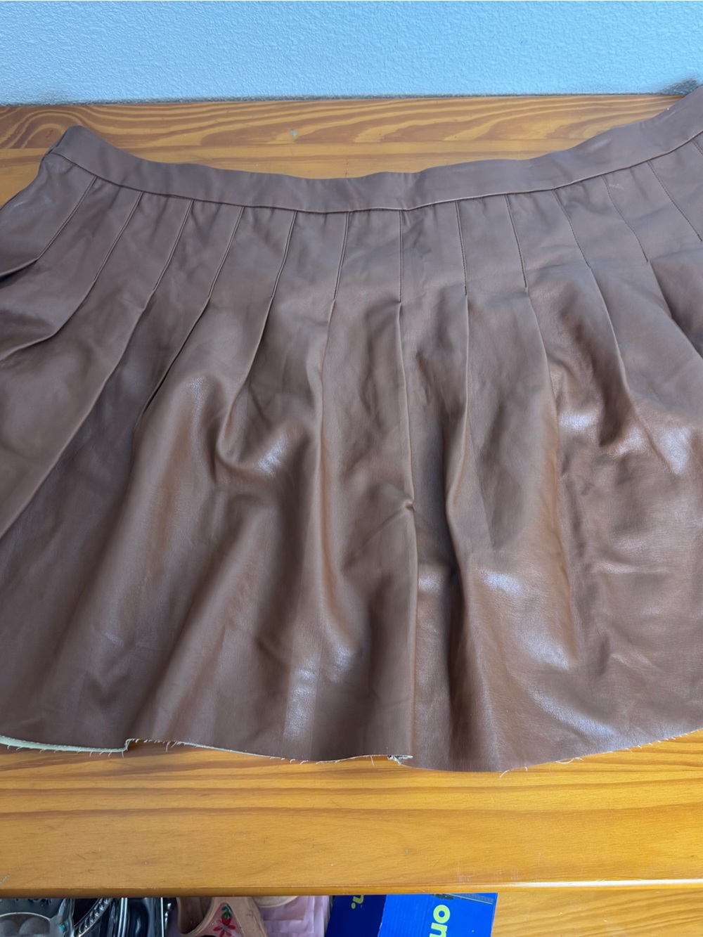 Brown Women's Pleated Faux Leather Eloquii Mini Skirt New With Tags Size 28